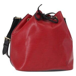 LOUIS VUITTON Epi Petit Noe Shoulder Bag Bicolor Black Red M44017 LV Auth ka511